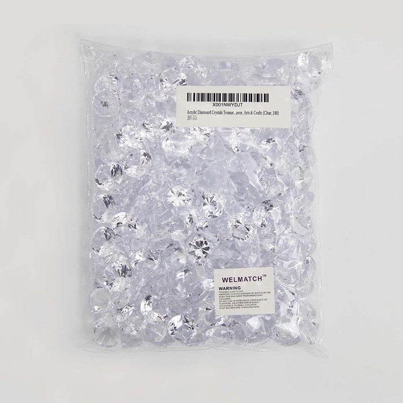 Welmatch Clear Acrylic Diamond Vase Fillers 1 Pound - 240 pcs 3/4 Inch Wedding Party Event Banquet Birthday Decoration Crystals Gem Table Scatters (Clear, 240 pcs) - Image 3